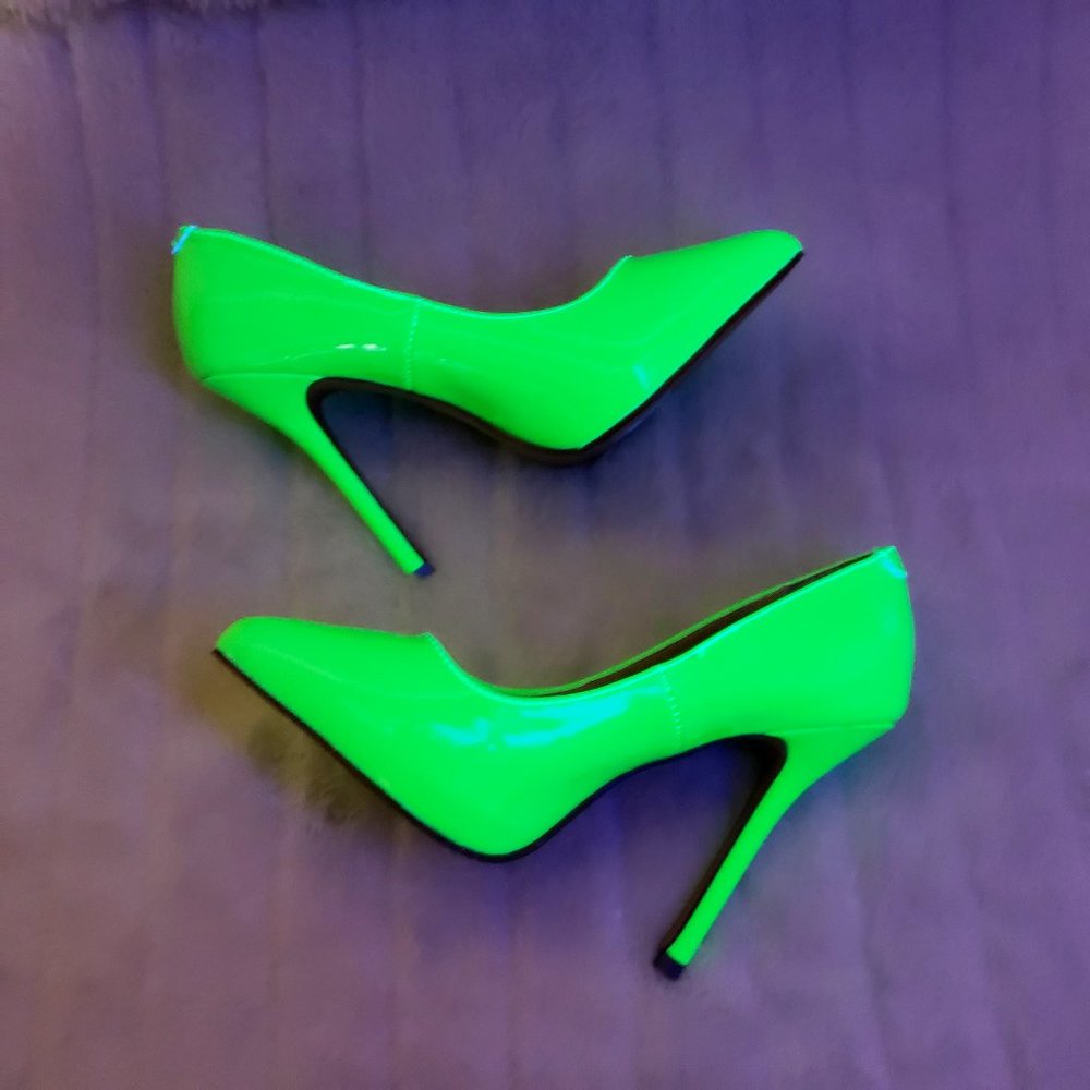 Neon Lime Green UV High Heel Pumps